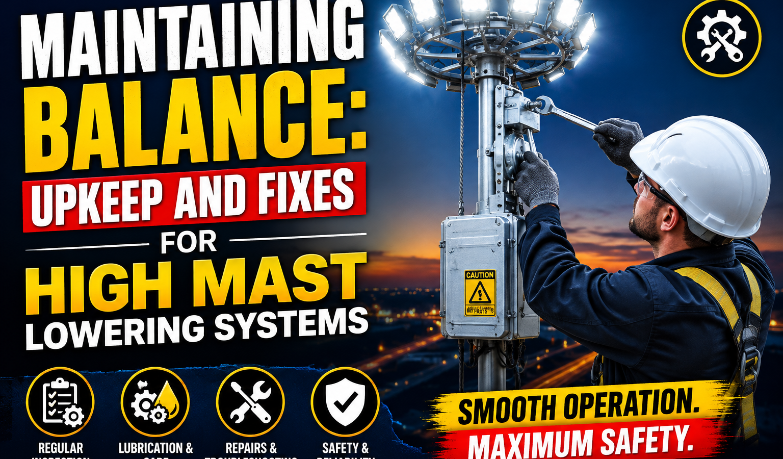 Maintaining Balance: Upkeep and Fixes for High Mast Lowering Systems