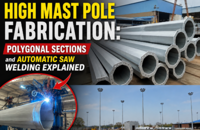 High Mast Pole Fabrication: Polygonal Sections and Automatic SAW Welding Explained