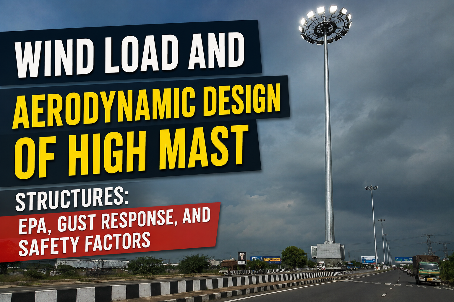 Wind Load and Aerodynamic Design of High Mast Structures: EPA, Gust Response, and Safety Factors