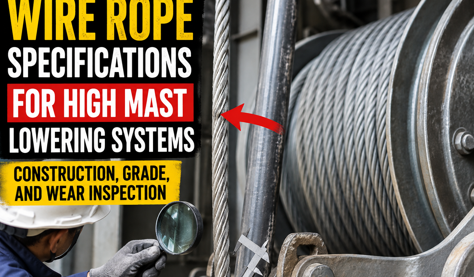 Wire Rope Specifications for High Mast Lowering Systems: Construction, Grade, and Wear Inspection