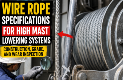 Wire Rope Specifications for High Mast Lowering Systems: Construction, Grade, and Wear Inspection