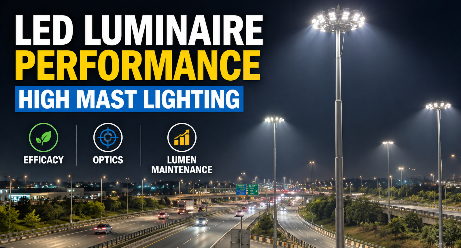 LED Luminaire Performance for High Mast Lighting: Efficacy, Optics, and Lumen Maintenance