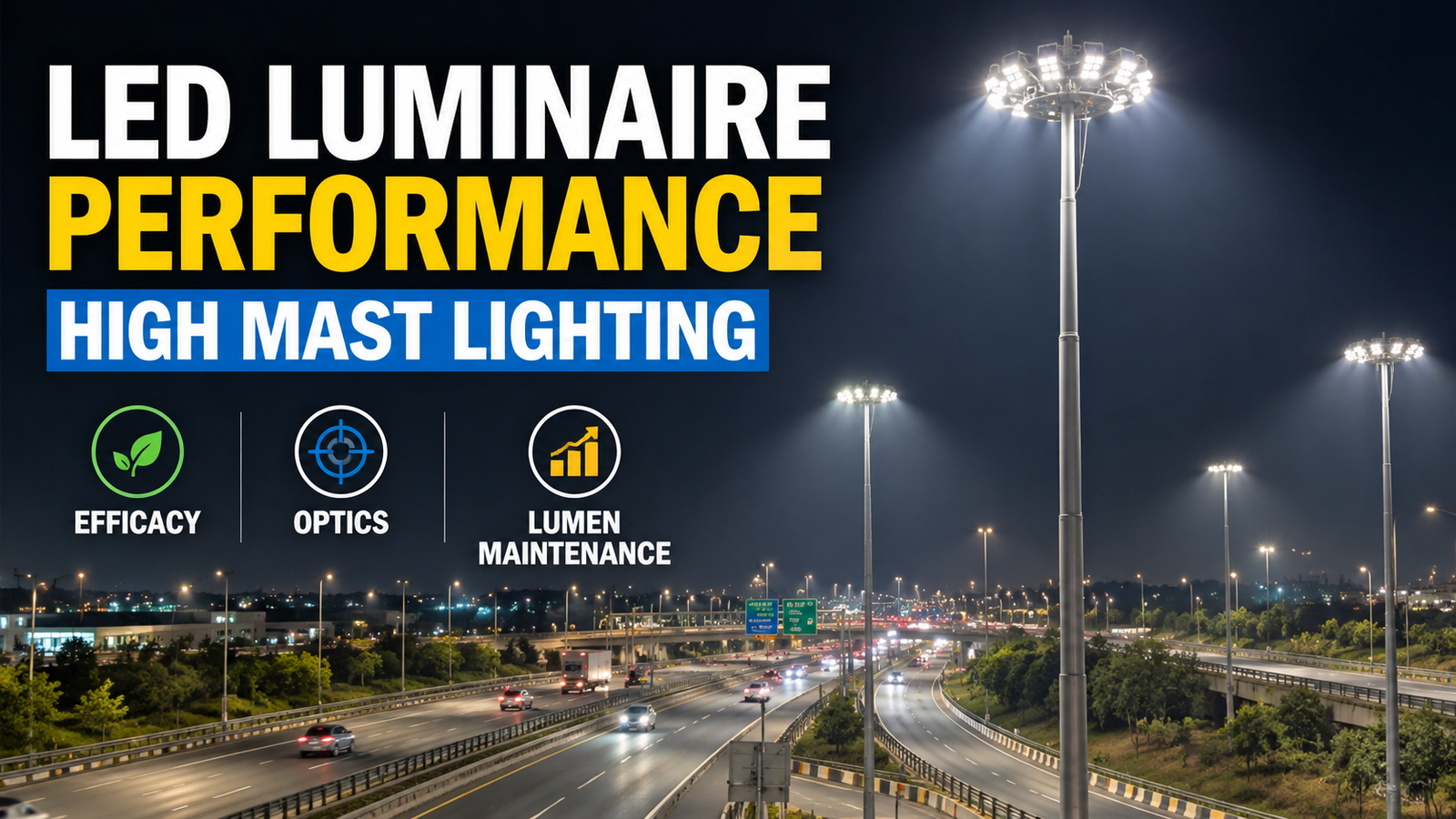 LED Luminaire Performance for High Mast Lighting: Efficacy, Optics, and Lumen Maintenance